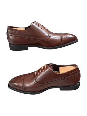 Classic Brown Cap-Toe Oxford Dress Shoes for Men